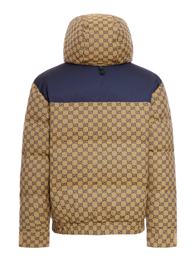 Shop Gucci Men Padded Jacket In Gg Fabric In Brown