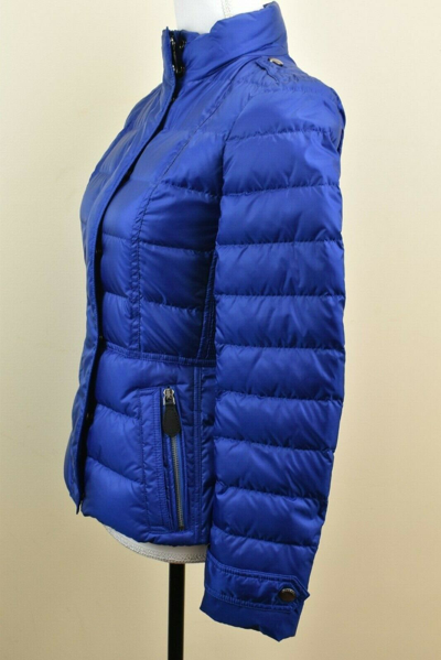 Pre-owned Burberry Brit Dalesbury Sapphire Blue Quilted Check Down Coat Jacket S