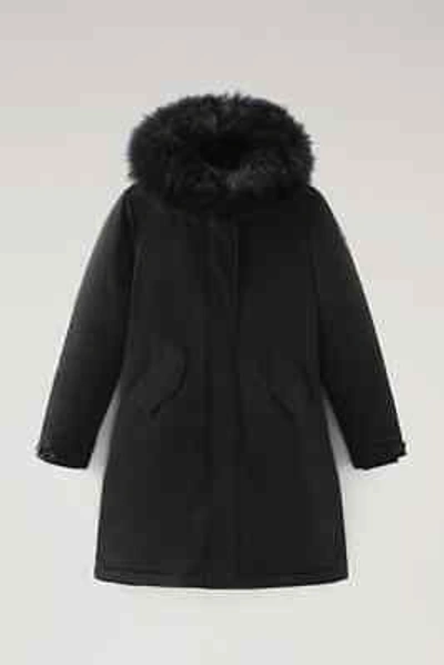 Pre-owned Woolrich Keystone Long Parka Coat With Cashmere Fur Black