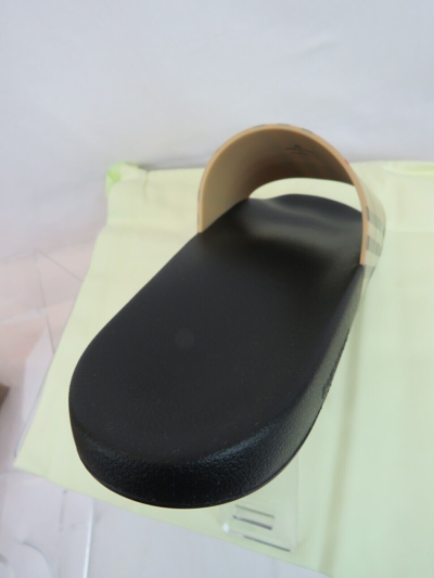 Pre-owned Burberry $395  Beige Vintage Check Logo Flip Flop Furley Rubber Sandal Slides In Black