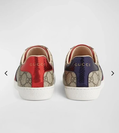 Pre-owned Gucci Women Ace Gg Supreme Low Top Sneaker- Size 8.5 In Beige