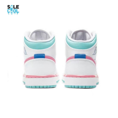 Pre-owned Jordan Air  1 Retro Mid Digital Pink Aurora Green Miami 555112-102 In White