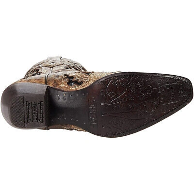 Pre-owned Corral Women's Brown Inlay And Embroidery And Studs And Crystals Ankle Boots