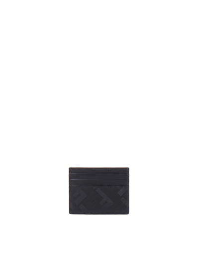 Shop Fendi Shadow Diagonal Card Holder In Nero+palladio