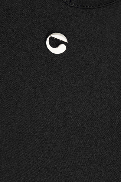 Shop Coperni Logo Plaque Side Slit Midi Dress In Nero