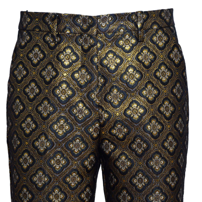Shop Etro Embroidered-motif Cropped Trousers In Nero/oro
