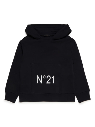 Shop N°21 Black Cotton Hoodie In Nero