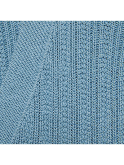 Shop Gucci Light Blue Cotton Rib Stitch Cardigan