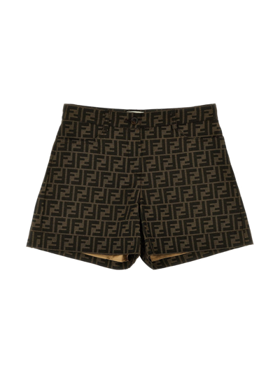 Shop Fendi Fabric Shorts In Marrone