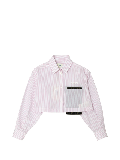Shop Fendi Striped Cotton Shirt In Rosa