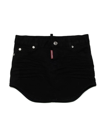 Shop Dsquared2 Black Stretch-cotton Denim Skirt In Nero
