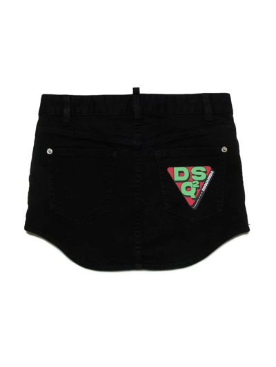 Shop Dsquared2 Black Stretch-cotton Denim Skirt In Nero