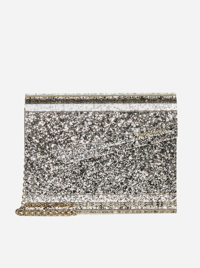 Shop Jimmy Choo Candy Glitter Plexi Clutch Bag In Gold Mix