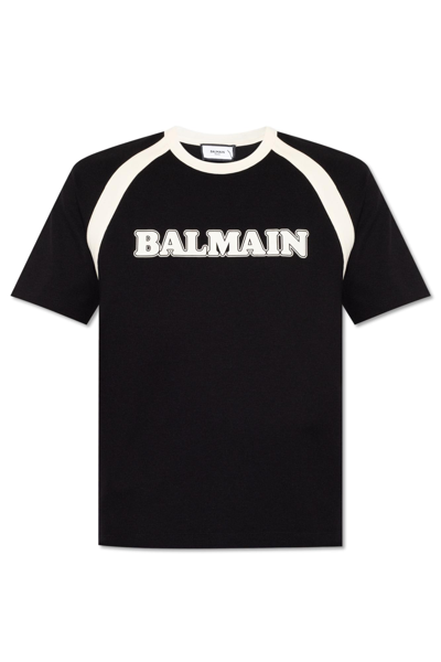 Shop Balmain T-shirt With Logo In Noir\creme
