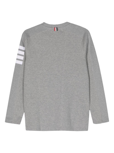 Shop Thom Browne 4-bar Striped Crewneck Sweatshirt In Grey