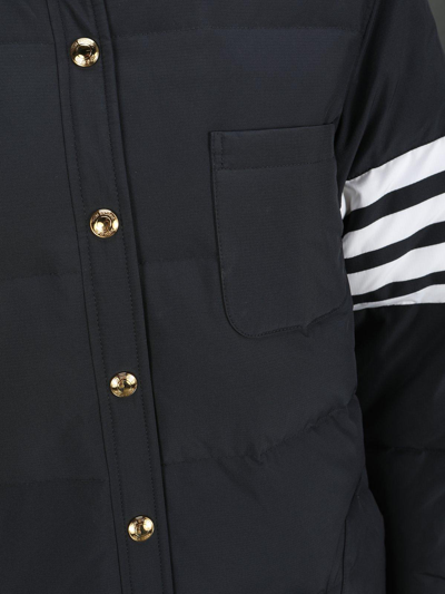 Shop Thom Browne 4 Bar Striped Padded Long Coat In Navy