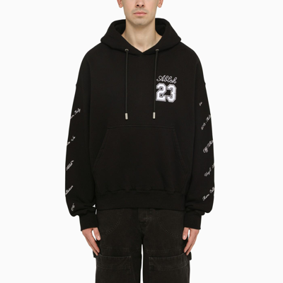 Shop Off-white Black Skate Hoodie With Logo 23 In Black White