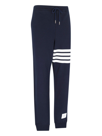 Shop Thom Browne 4-bar Stripe Detailed Sweatpants In Navy