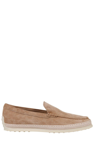 Shop Tod's Round Toe Slip-on Loafers In Nocciola