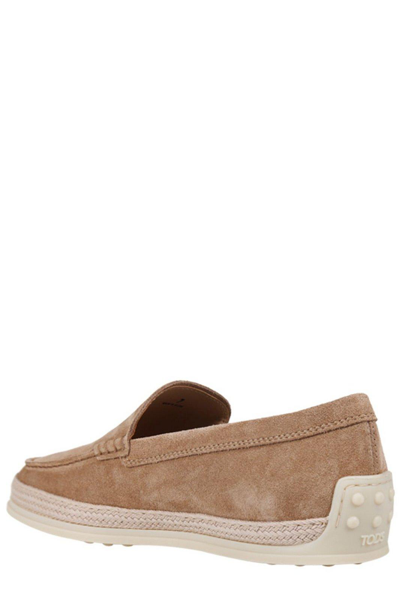 Shop Tod's Round Toe Slip-on Loafers In Nocciola