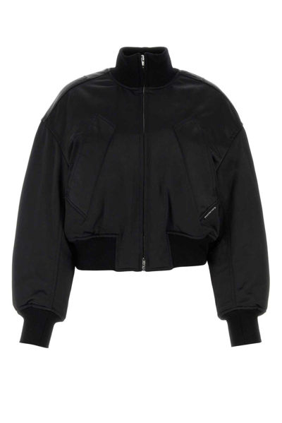 Shop Alexander Wang High Shine Padded Bomber Jacket In Black