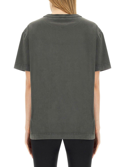 Shop Alexander Wang Logo Embossed Crewneck T-shirt In Grey