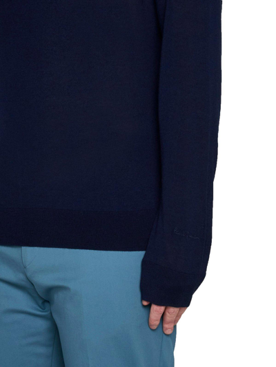 Shop Paul Smith Long-sleeved Knit Polo Shirt In Ink