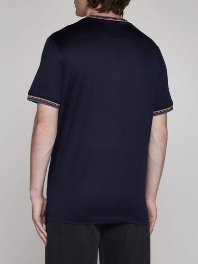 Shop Paul Smith Stripe Detail Cotton T-shirt In Ink