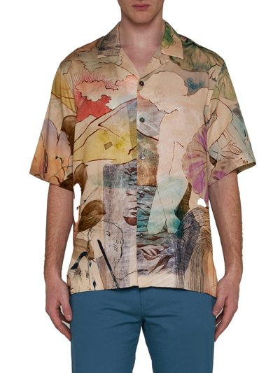 Shop Paul Smith Graphic Printed Short-sleeved Shirt In Beige