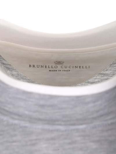 Shop Brunello Cucinelli Double Layer Crewneck T-shirt In Grey