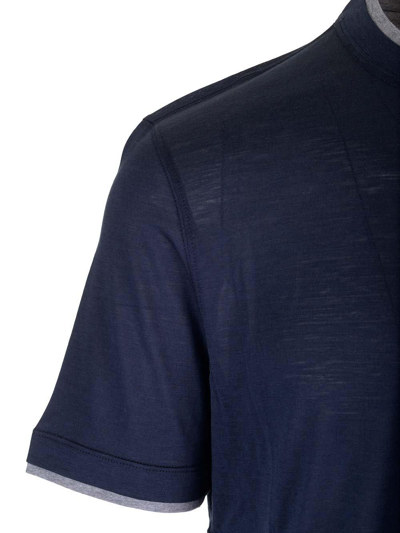Shop Brunello Cucinelli Double Layer Crewneck T-shirt In Navy