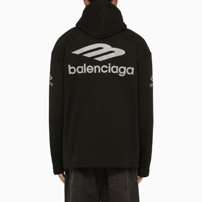 Shop Balenciaga Icon 3b Sport Hoodie Black