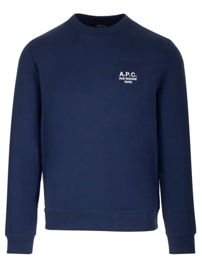 Shop Apc Basic Crew-neck Sweatshirt In Navy