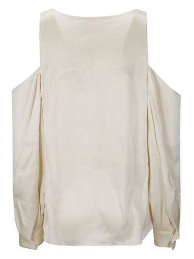 Shop Jw Anderson Twisted Cold Shoulder Pleated Blouse