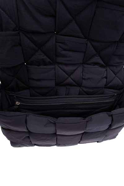 Shop Bottega Veneta Intrecciato Shoulder Bag In Navy