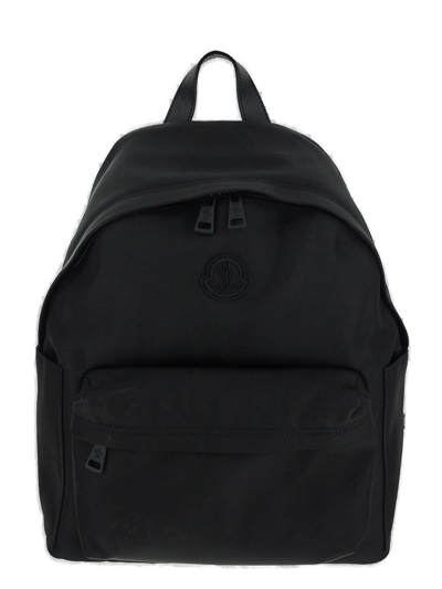 Moncler Pierrick Nylon Backpack Large Front Pocket In Black