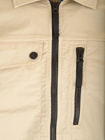 Shop Stone Island Zip Up Collared Jacket In Beige