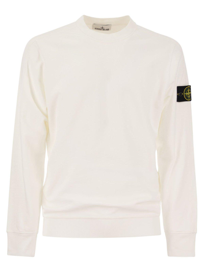 Shop Stone Island Logo Patch Crewneck Sweatshirt In White