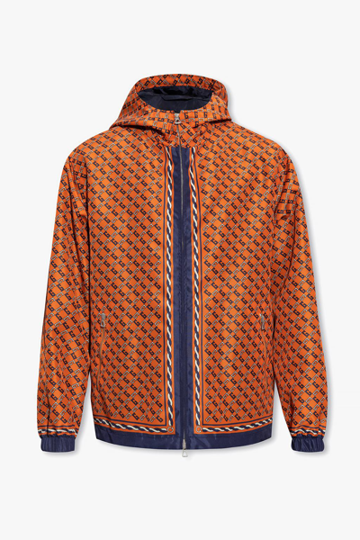 Shop Gucci Patterned Hooded Jacket In Orange