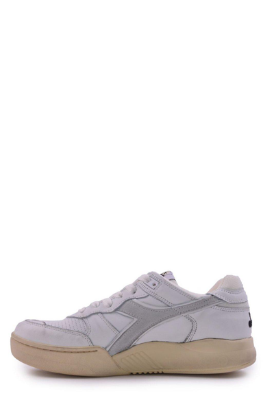 Shop Diadora Panelled Lace-up Sneakers In Bianco