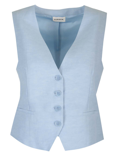 Shop P.a.r.o.s.h Viscose And Linen Vest In Light Blue