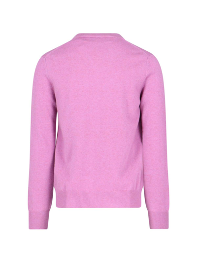 Shop Comme Des Garçons Play Logo V-neck Sweater In Purple