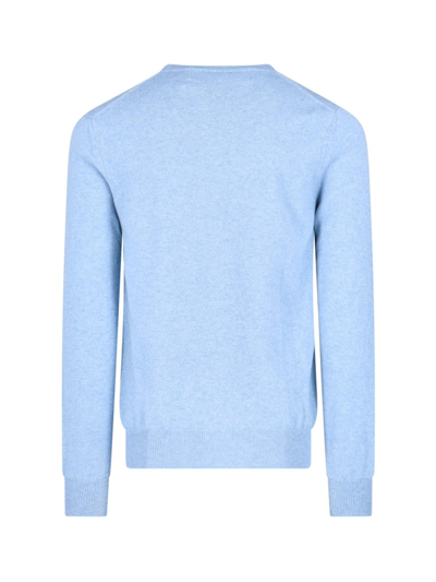 Shop Comme Des Garçons Play Logo V-neck Sweater In Light Blue