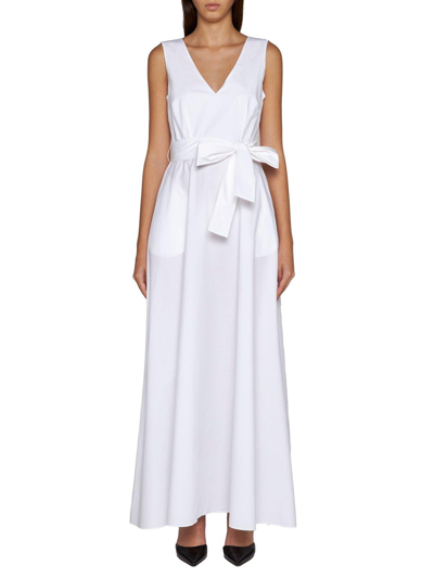 Shop P.a.r.o.s.h V-neck Sleeveless Maxi Dress In Bianco