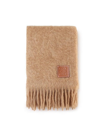 Shop Loewe Mohair And Wool Scarf In Camel