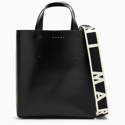 Shop Marni Black Leather Small Museo Tote Bag Women