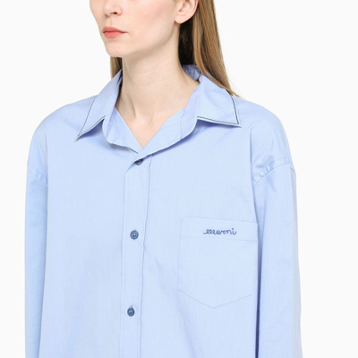 Shop Marni Light Blue Poplin Oversize Shirt Women
