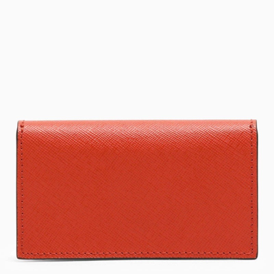 Shop Marni Red/blue Leather Business Card Holder Women In Brown