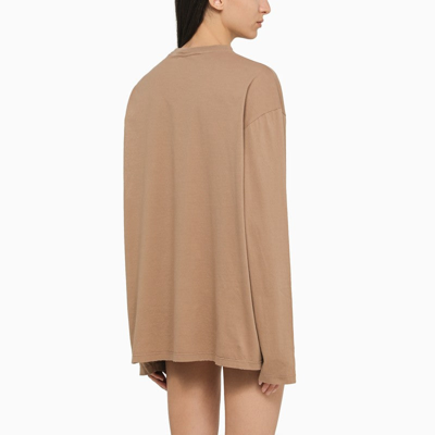 Shop Prada Beige Cotton Jersey Long-sleeved T-shirt Women In Brown