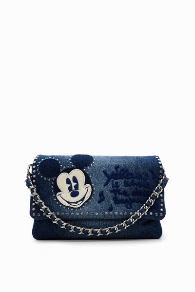 Shop Desigual M Mickey Mouse Denim Crossbody Bag In Blue